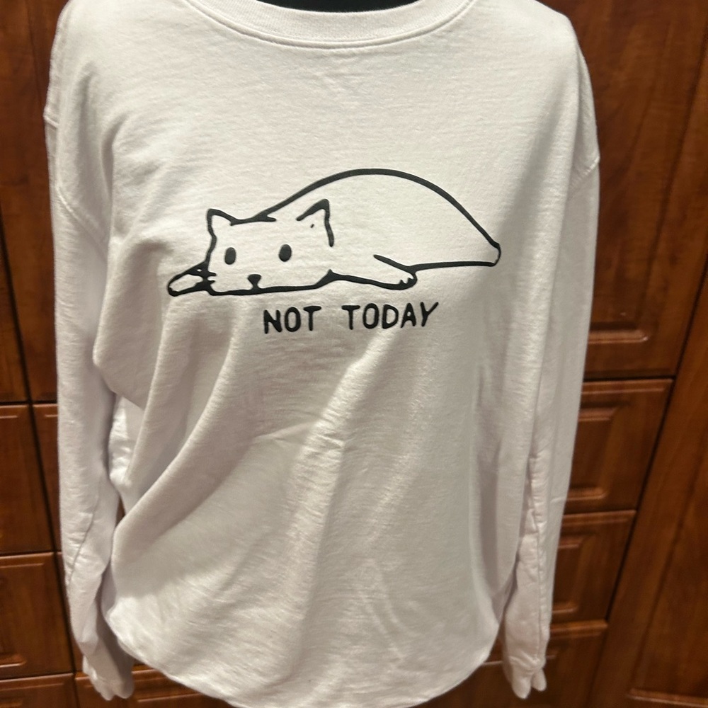 Unk White 'Not Today' Cat Long Sleeve Shirt